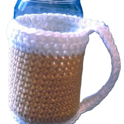 Crochet beer can cozy – handmade drink sleeve for men