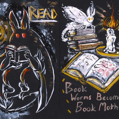 Mothman reading print