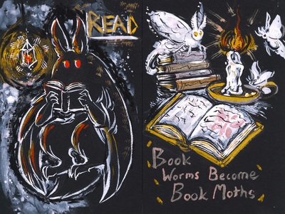 Mothman reading print