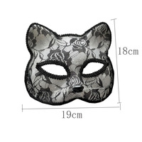 Cat Face Lace Mystery Cat Eye Half Face Mask - Thumbnail 5