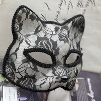 Cat Face Lace Mystery Cat Eye Half Face Mask - Thumbnail 4