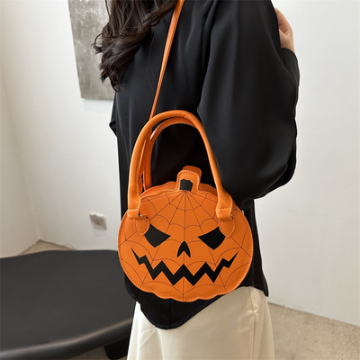Halloween pumpkin-shaped quirky single-shoulder handbag