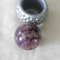 Natural Polished Chevron Amythest Sphere Crystal Quartz Ball - Thumbnail 2