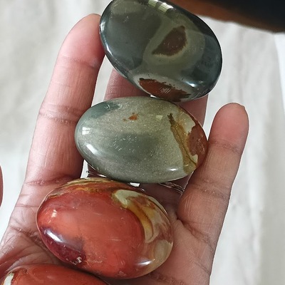 Natural polychrome jasper known as desert jasper