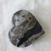 Natural Hand Carved Polished  Volcanic Moss Agate Heart Quartz - Thumbnail 1