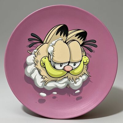 Ceramic plate by dhani barragan "deconstructed orange cat"