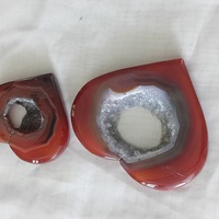 Natural Red Carnelian Hand Carved Heart Agate Crystal Quartz with Drusy  - Thumbnail 3