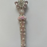 Pink Rhinestone Beaded Pen - Thumbnail 2