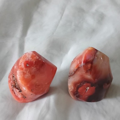 Natural chalcedony hnad carved red carnelian flame quartz  