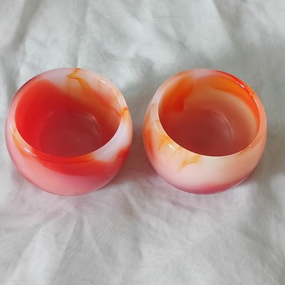 Natural hand carved carnelian agate quartz bowls 