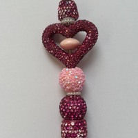 Hot Pink Rhinestone Beaded Pen - Thumbnail 1
