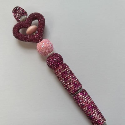 Hot pink rhinestone beaded pen