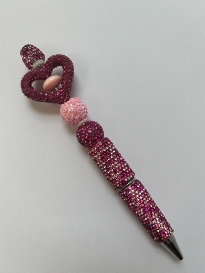 Hot Pink Rhinestone Beaded Pen
