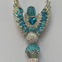 Aquamarine Rhinestone Beaded Pen - Thumbnail 1
