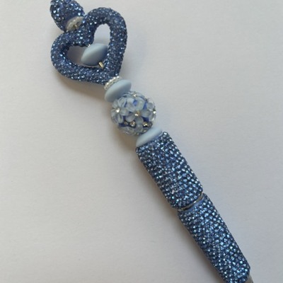 Blue rhinestone beaded pen