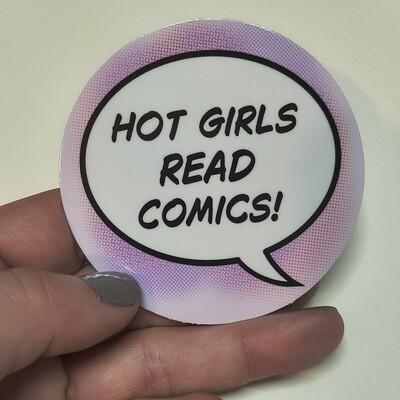 Hot girls read comics sticker