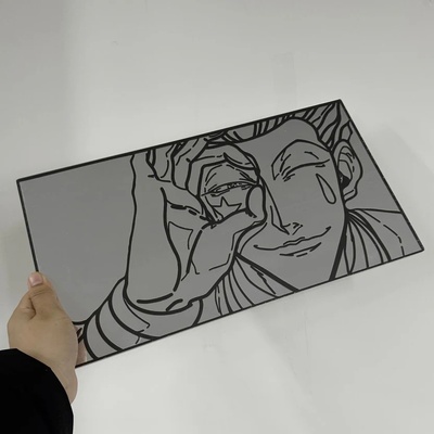 Anime character engraved wall mirror | hisoka inspired decorative mirror decor