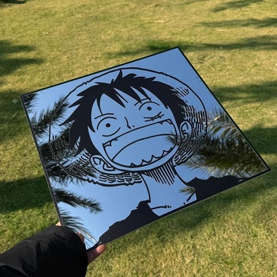 Anime mirror: luffy manga silhouette, frameless floating wall decor