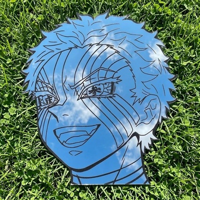 Anime Wall Mirror Akaza Aesthetic Custom Cut Glass Decor for Gaming Room