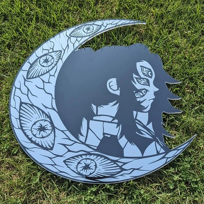Demon slayer kokushibo crescent moon wall mirror custom anime acrylic decor