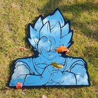 DBZ Goku Getting Cracked Mirror: Frameless Manga Silhouette, Gamer Room Decor & Gift - Thumbnail 2