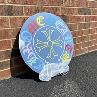 Chrome Hearts Style Logo Mirror with Multi-Color Gothic Lettering and Cross Accent - Thumbnail 1