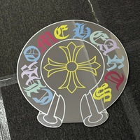 Chrome Hearts Style Logo Mirror with Multi-Color Gothic Lettering and Cross Accent - Thumbnail 3