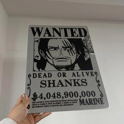 Anime wanted poster mirror - shanks one piece wall decor for fans