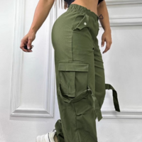 Solid Color Pocket Casual Sports Pants - Thumbnail 1