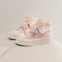 Polka dot pattern high top canvas sneakers - Thumbnail 1