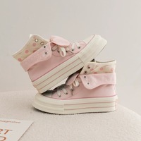 Polka dot pattern high top canvas sneakers - Thumbnail 3