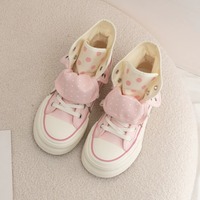Polka dot pattern high top canvas sneakers - Thumbnail 4