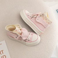 Polka dot pattern high top canvas sneakers - Thumbnail 2
