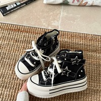 Star-shaped rivets high-top canvas sneakers - Thumbnail 3