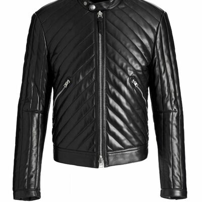 New handmademens stylish black leather jacket