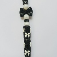 Black Rhinestone Beaded Pen - Thumbnail 1