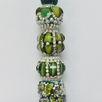 Dark Green Rhinestone Beaded Pen - Thumbnail 2