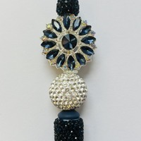 Navy Blue Rhinestone Beaded Pen - Thumbnail 2