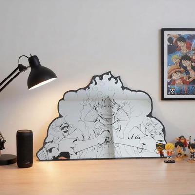 Gear 5 Luffy Anime Mirror: One-Piece Inspired Frameless Floating Wall Decor