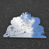 Gear 5 Luffy Anime Mirror: One-Piece Inspired Frameless Floating Wall Decor - Thumbnail 1
