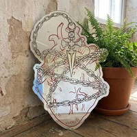 Heart & Chain Frameless Mirror - Modern Anime Room Decor - Thumbnail 1