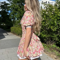 Floral Print Ruffled Sleeveless Dress - Thumbnail 2