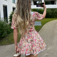 Floral Print Ruffled Sleeveless Dress - Thumbnail 4