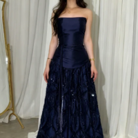 Elegant Straps Blue Sequin Long Prom Dresses Formal Dress - Thumbnail 1
