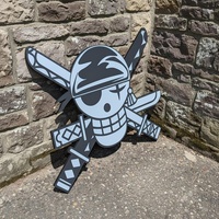 One Piece Zoro Pirate Flag Wall Art - Iconic Anime Skull Sign for Gamer Room Decor - Thumbnail 2