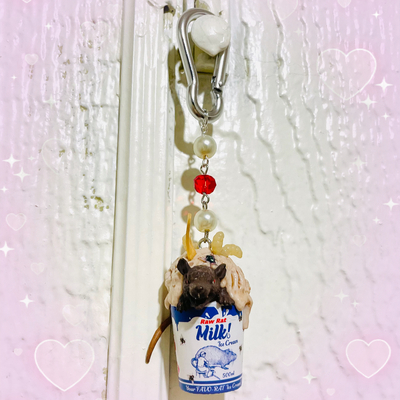 Rat cream bag trinket