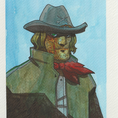 Jonah hex 5x7 watercolor
