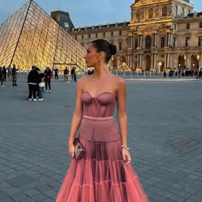 Unique a line sweetheart tulle evening dress long prom dress