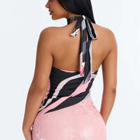 Abstract Print Halter Top - Thumbnail 1