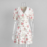 Printed Short Skirt Ruffled Dress - Thumbnail 5